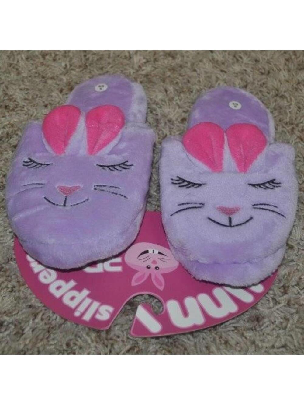 Slippers Slide Plush Purple Bunny Scuff Cushioned Non Slip Cushioned Adult Kids